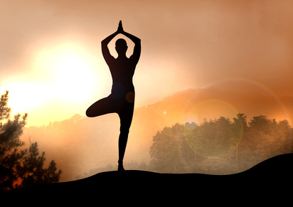 Stock Illustration of Yoga on Mountain